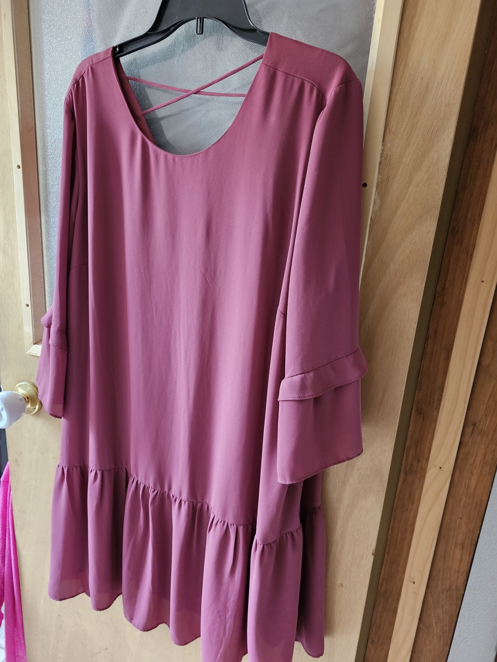 DR2 Mauve Pink Ruffle Hem Blouse